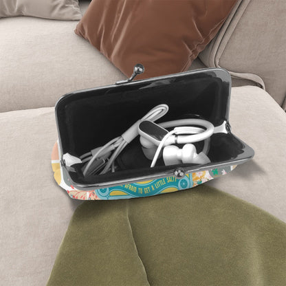 Sardine Can Tinned Fish Floral Modern Quirky Women’s Leather Kiss Lock Coin Purse - 4.5’’x4.1’’ - Wallet