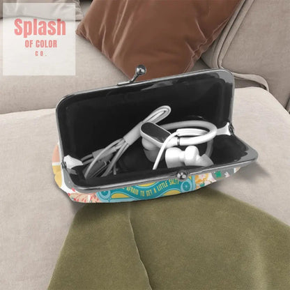 Sardine Can Tinned Fish Floral Modern Quirky Women’s Leather Kiss Lock Coin Purse - 4.5’’x4.1’’ - Wallet