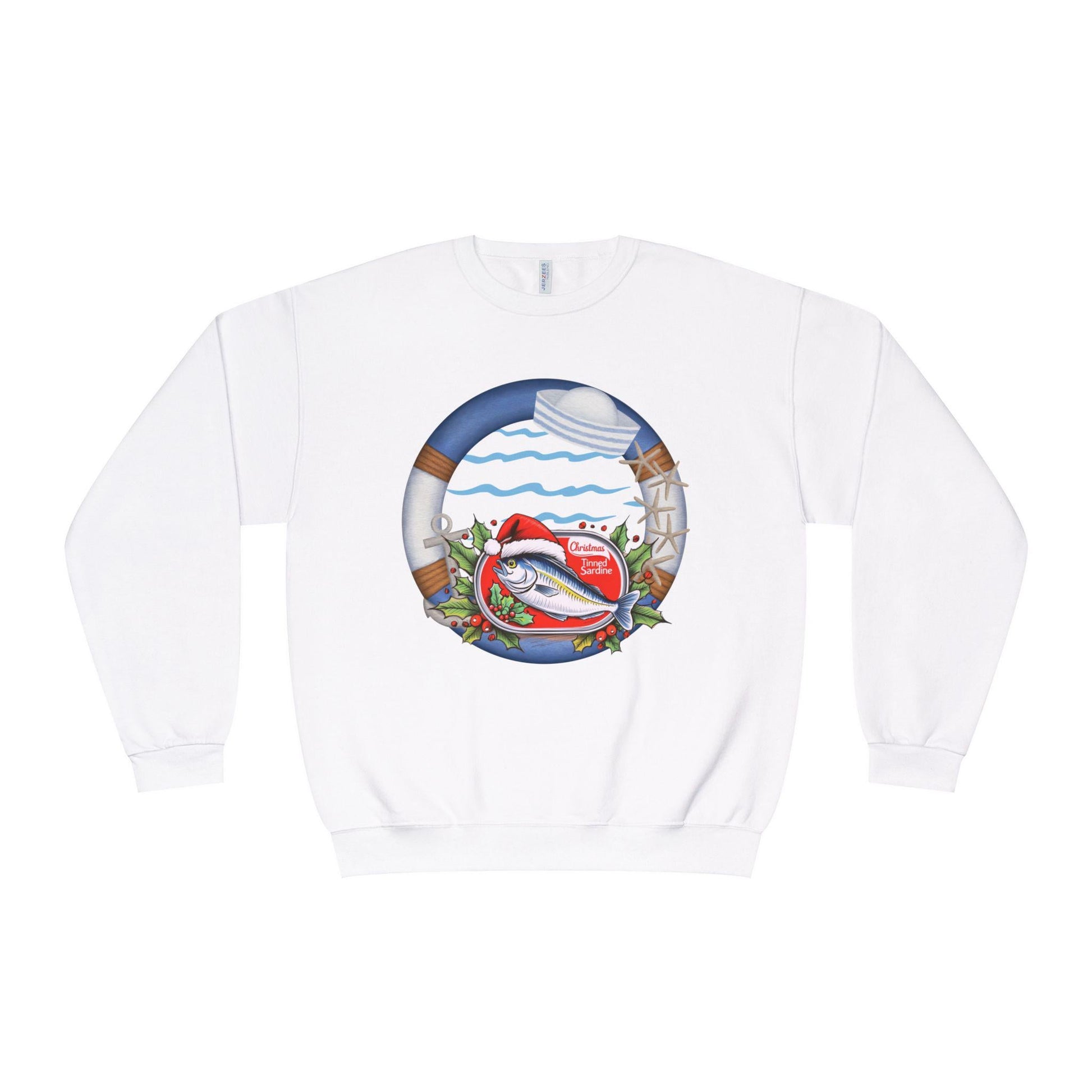 Sardine Christmas Sweater Nautical Crewneck Sweatshirt For Boating Lovers Summer Vacation Apparel Beach Day Fashion