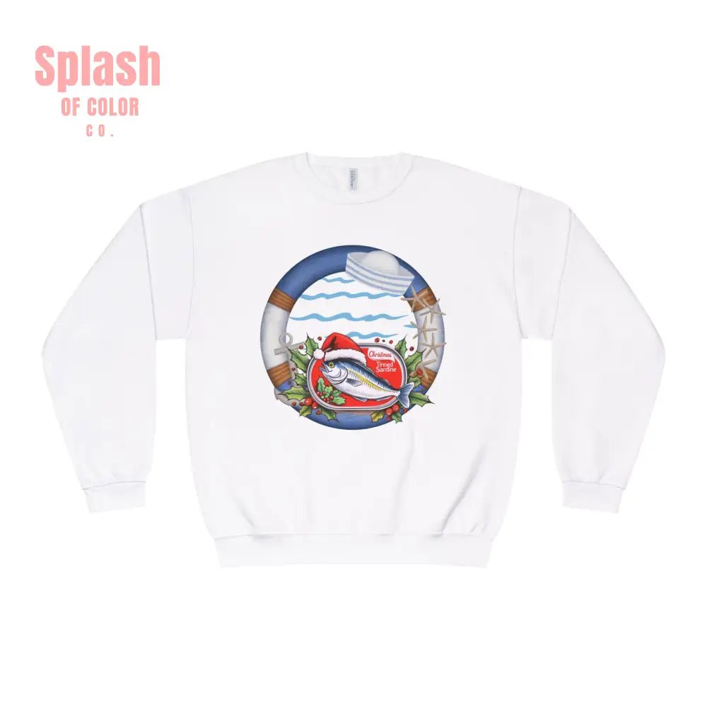 Sardine Christmas Sweater Nautical Crewneck Sweatshirt For Boating Lovers Summer Vacation Apparel Beach Day Fashion