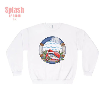 Sardine Christmas Sweater Nautical Crewneck Sweatshirt For Boating Lovers Summer Vacation Apparel Beach Day Fashion