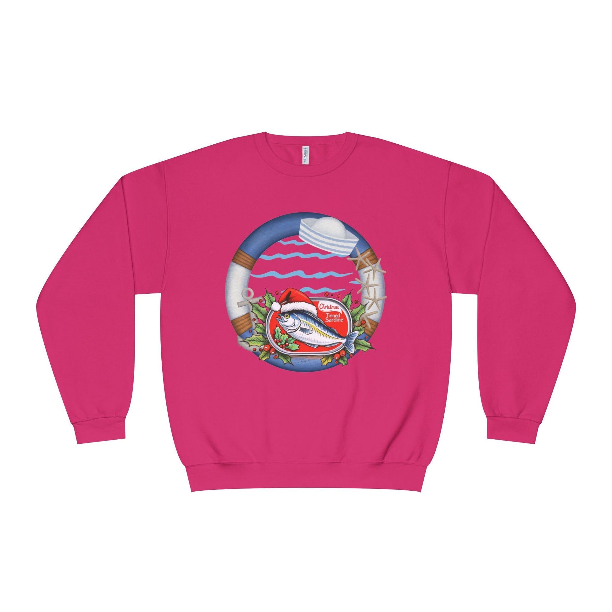 Sardine Christmas Sweater Nautical Crewneck Sweatshirt For Boating Lovers Summer Vacation Apparel Beach Day Fashion
