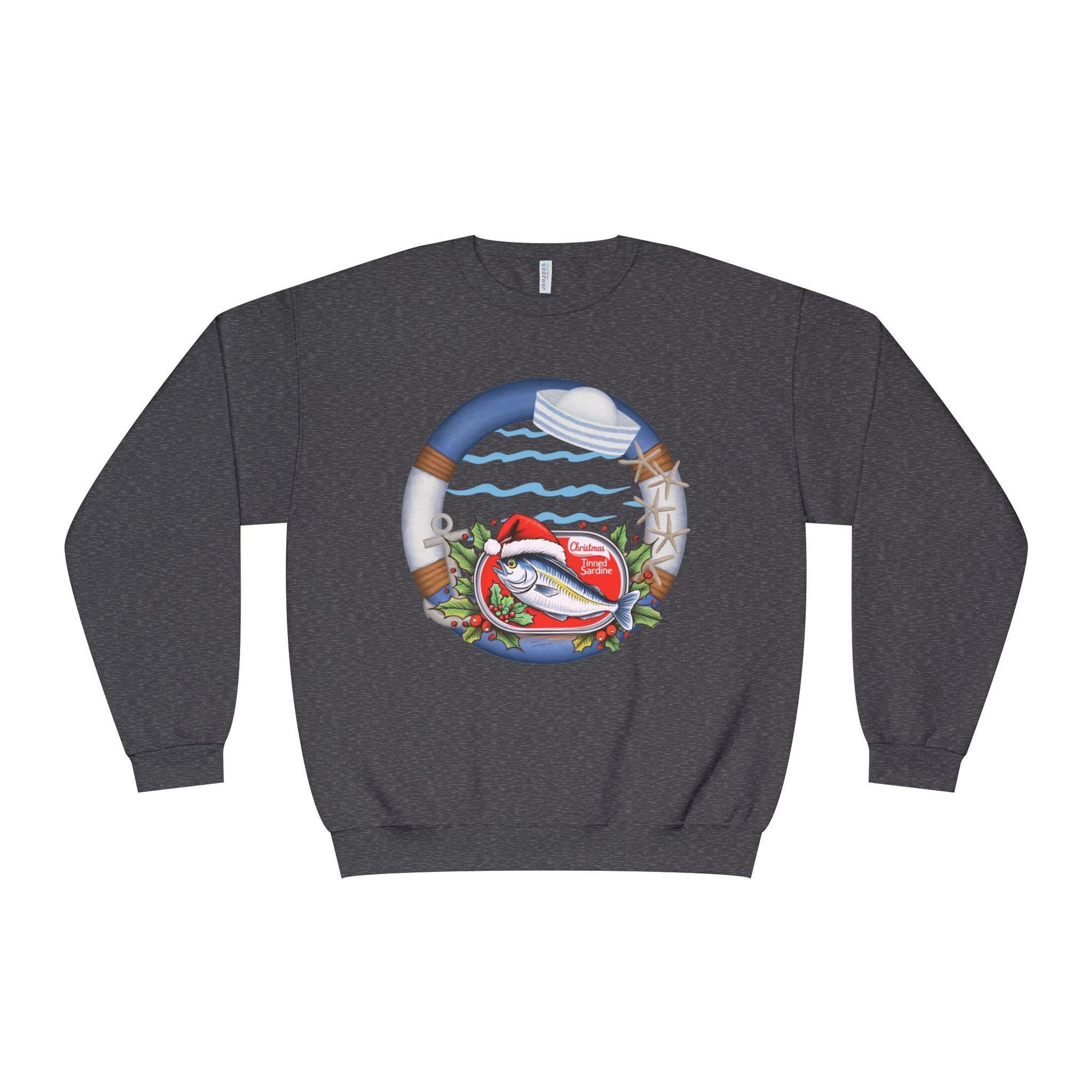 Sardine Christmas Sweater Nautical Crewneck Sweatshirt For Boating Lovers Summer Vacation Apparel Beach Day Fashion