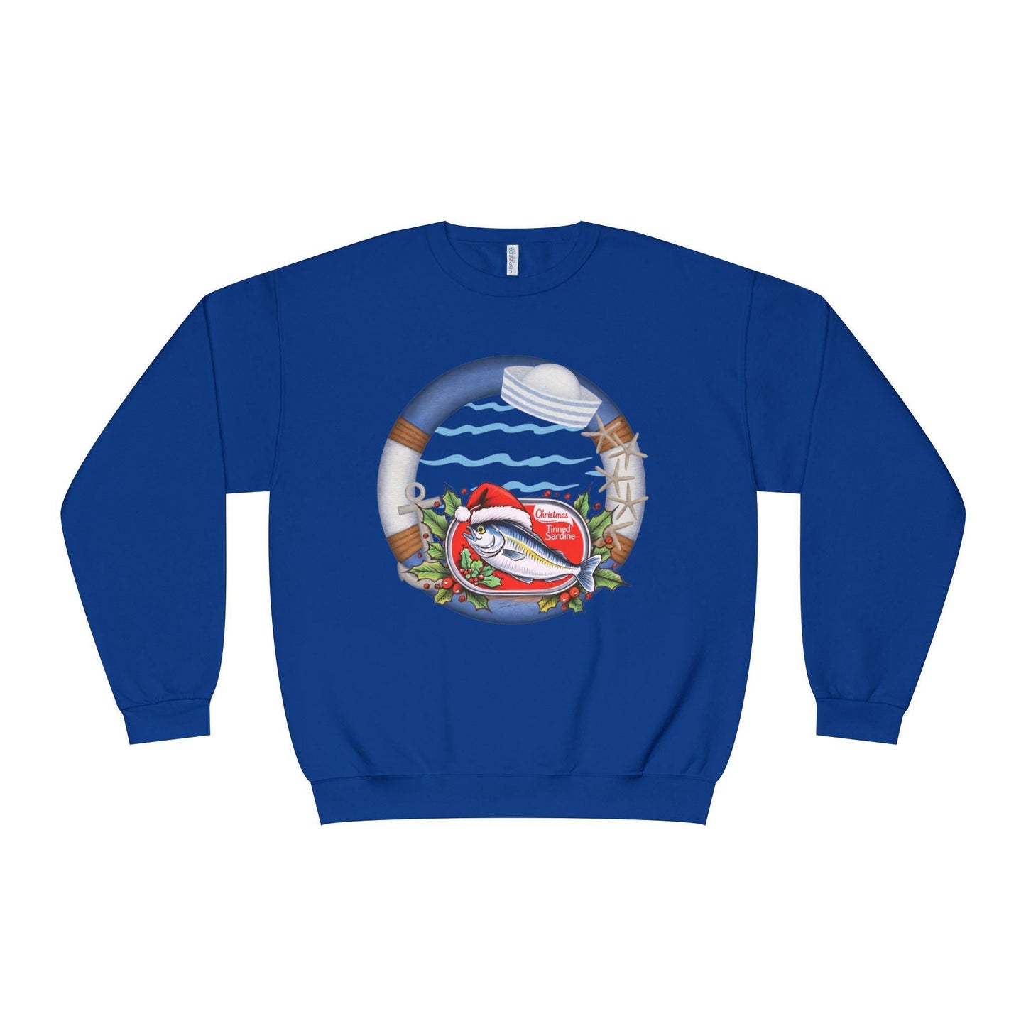 Sardine Christmas Sweater Nautical Crewneck Sweatshirt For Boating Lovers Summer Vacation Apparel Beach Day Fashion