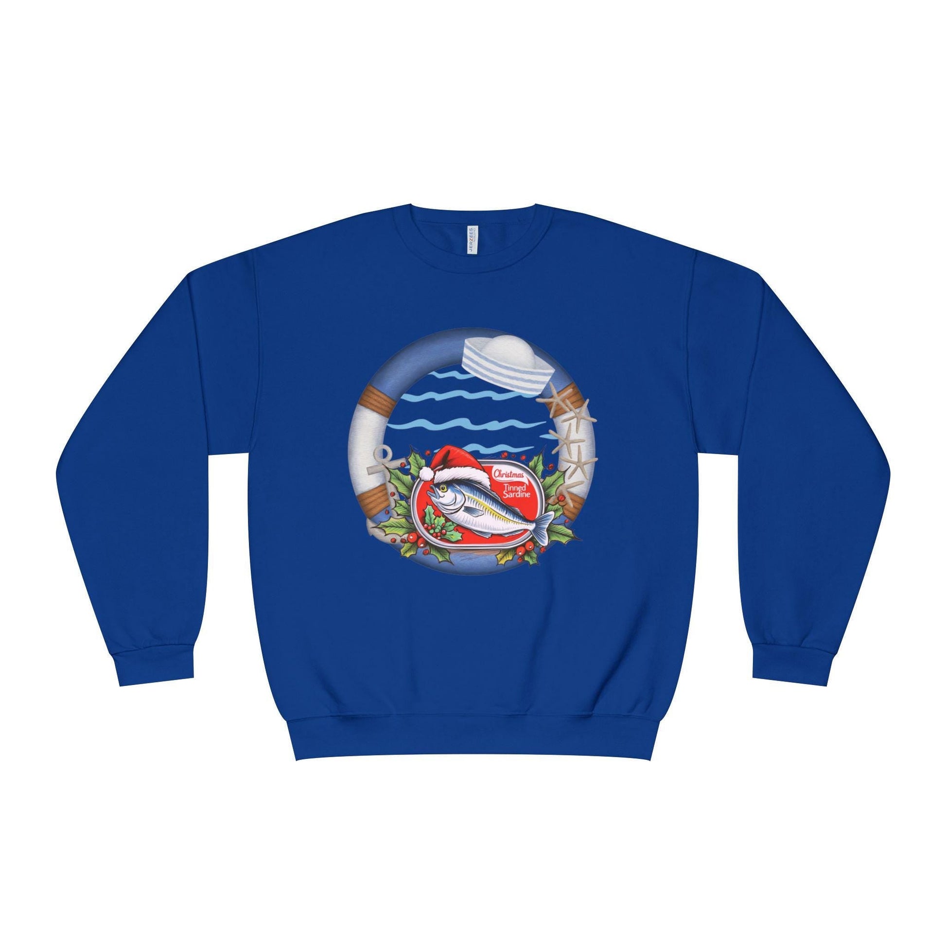 Sardine Christmas Sweater Nautical Crewneck Sweatshirt For Boating Lovers Summer Vacation Apparel Beach Day Fashion
