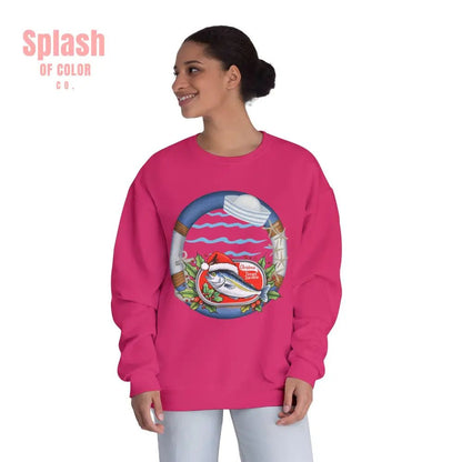 Sardine Christmas Sweater Nautical Crewneck Sweatshirt For Boating Lovers Summer Vacation Apparel Beach Day Fashion