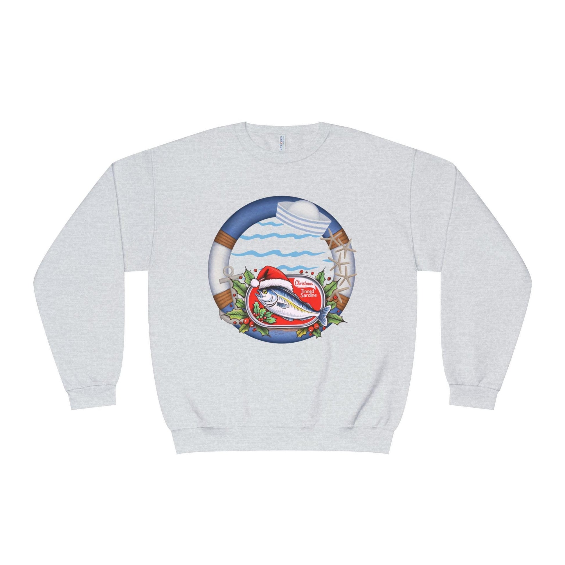 Sardine Christmas Sweater Nautical Crewneck Sweatshirt For Boating Lovers Summer Vacation Apparel Beach Day Fashion