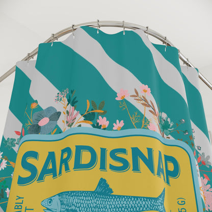 Sardine Shower Curtain Tinned Fish Vibrant Sardisnap Shower Curtain with Floral Design Coastal Bathroom Decor