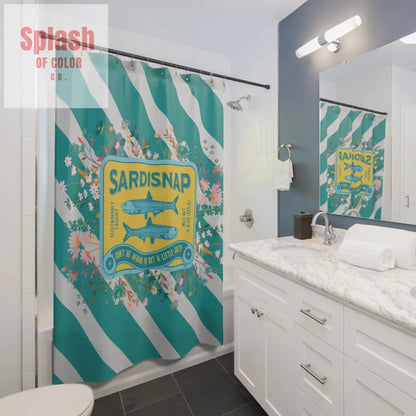 Sardine Shower Curtain Tinned Fish Vibrant Sardisnap Shower Curtain with Floral Design Coastal Bathroom Decor