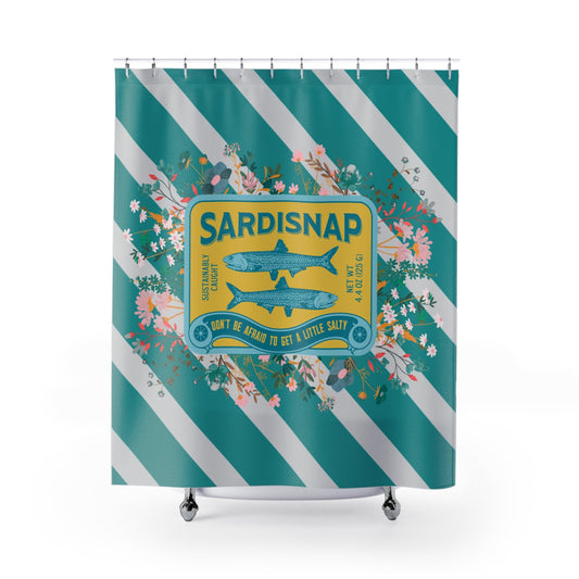Sardine Shower Curtain Tinned Fish Vibrant Sardisnap Shower Curtain with Floral Design Coastal Bathroom Decor - 71’’ ×