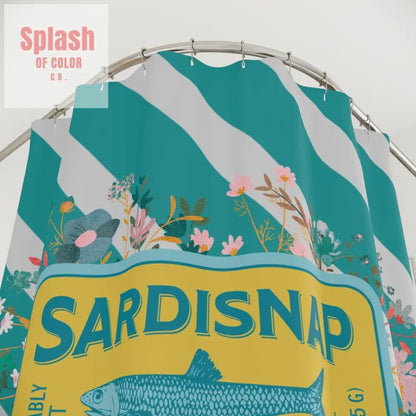 Sardine Shower Curtain Tinned Fish Vibrant Sardisnap Shower Curtain with Floral Design Coastal Bathroom Decor - 71’’ ×
