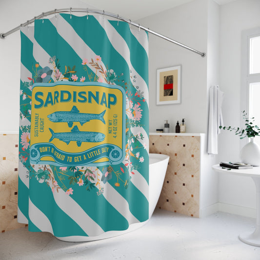 Sardine Shower Curtain Tinned Fish Vibrant Sardisnap Shower Curtain with Floral Design Coastal Bathroom Decor - 71’’ ×