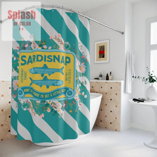 Sardine Shower Curtain Tinned Fish Vibrant Sardisnap Shower Curtain with Floral Design Coastal Bathroom Decor - 71’’ ×