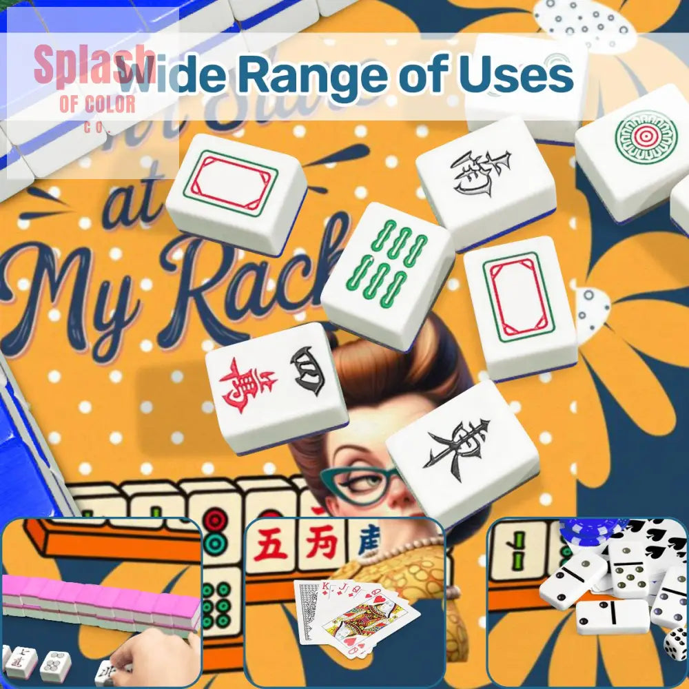 Sassy Funny Mahjong Mat Don’t Stare At My Rack Blue Yellow Preppy Floral - 31.5’’x31.5’’ - Daily Accessories