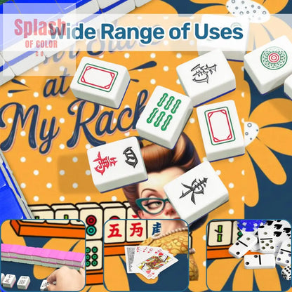 Sassy Funny Mahjong Mat Don’t Stare At My Rack Blue Yellow Preppy Floral - 31.5’’x31.5’’ - Daily Accessories