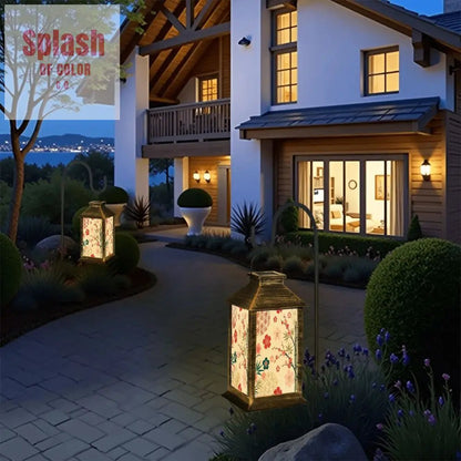 Asian Zen Cherry Blossom Garden Solar Lantern - Splash of Color co.