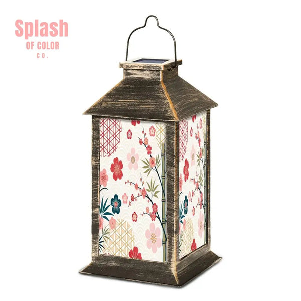 Asian Zen Cherry Blossom Garden Solar Lantern - Splash of Color co.