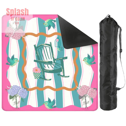 Southern Charm And Hospitality Whimsical Pink Teal Mahjong Mat - 2mm (Black Bag) - Daily Accessories