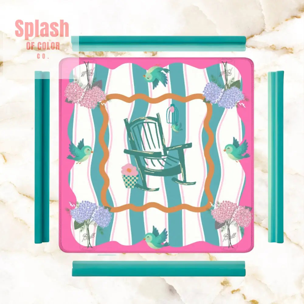 Southern Charm And Hospitality Whimsical Pink Teal Mahjong Mat - Daily Accessories