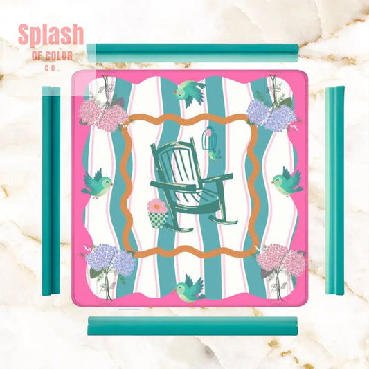 Southern Charm And Hospitality Whimsical Pink Teal Mahjong Mat - Daily Accessories