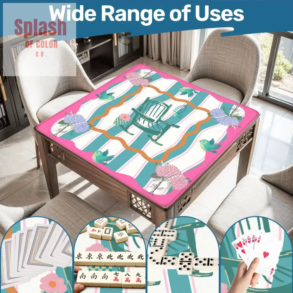 Southern Charm And Hospitality Whimsical Pink Teal Mahjong Mat - Daily Accessories