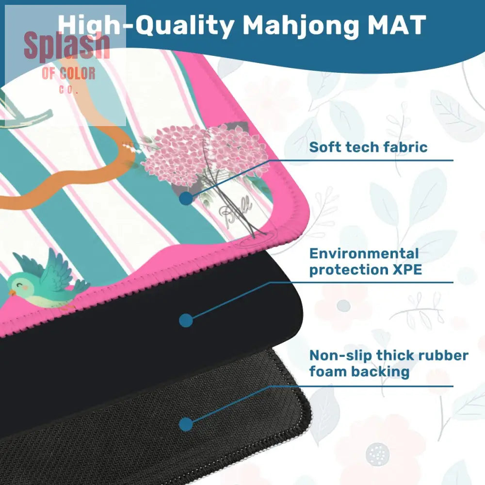 Southern Charm And Hospitality Whimsical Pink Teal Mahjong Mat - Daily Accessories