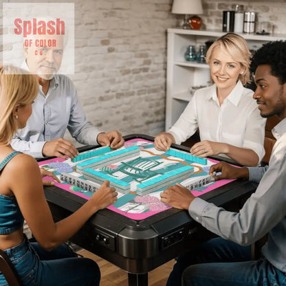 Southern Charm And Hospitality Whimsical Pink Teal Mahjong Mat - Daily Accessories
