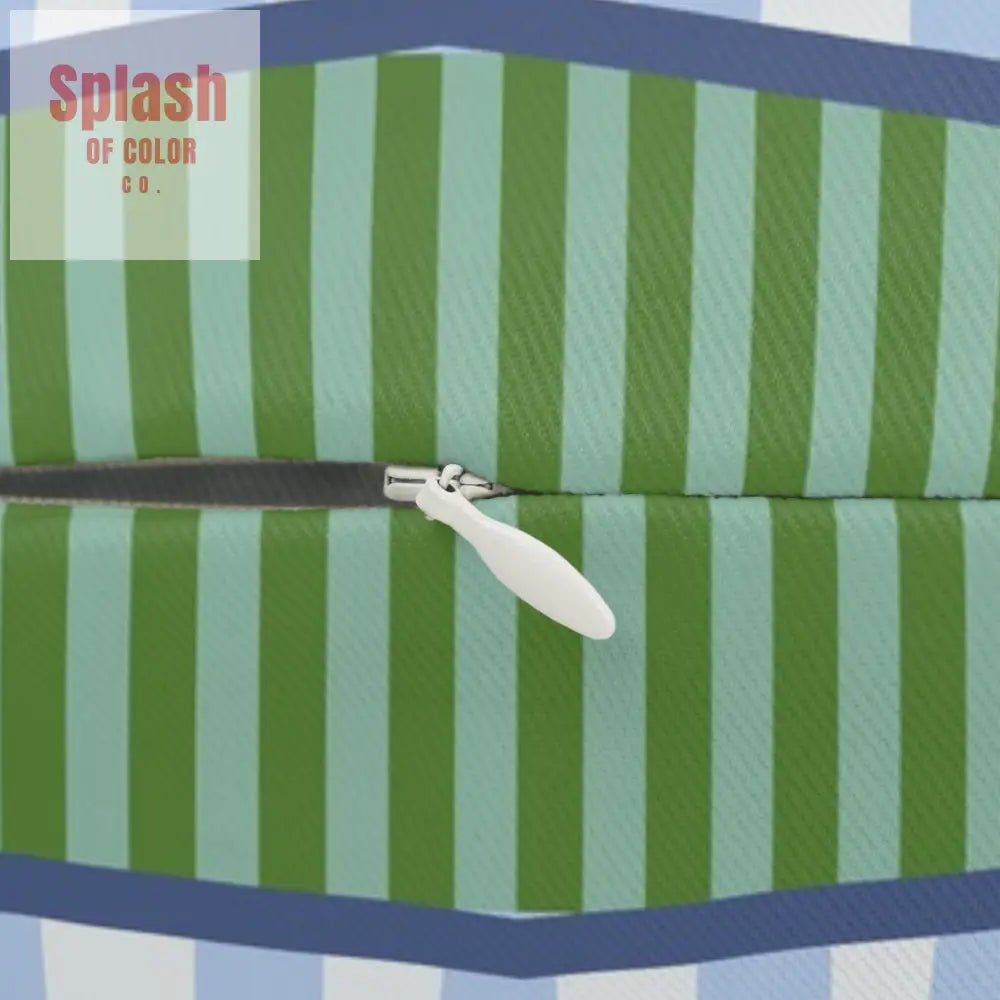 Staffordshire Dogs, Chinoiserie Green Blue Striped Chic Lumbar Pillow - Splash of Color co.