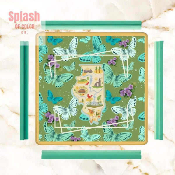 State Of Illinois, Butterflies, Violets State Pride Mahjong Mat - Splash of Color co.
