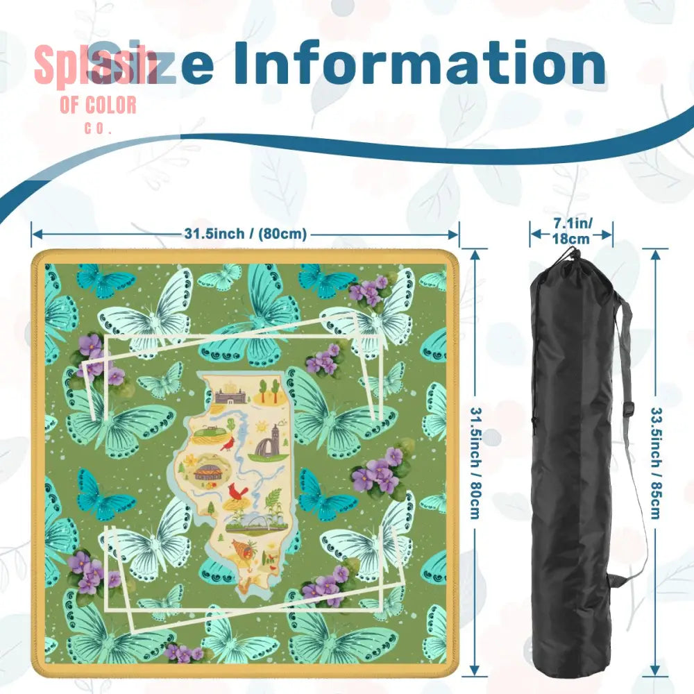 State Of Illinois Butterflies Violets State Pride Mahjong Mat - Daily Accessories