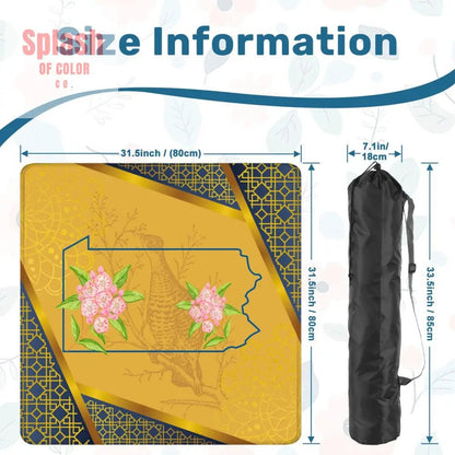 State Of Pennsylvania Elegant Blue, Gold, Mountain Laurel, Ruffed Grouse Bird Mahj Game Mat - Splash of Color co.