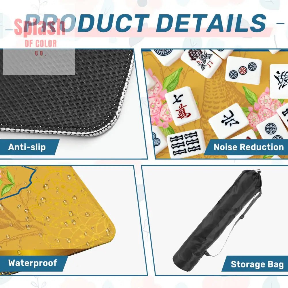 State Of Pennsylvania Elegant Blue, Gold, Mountain Laurel, Ruffed Grouse Bird Mahj Game Mat - Splash of Color co.