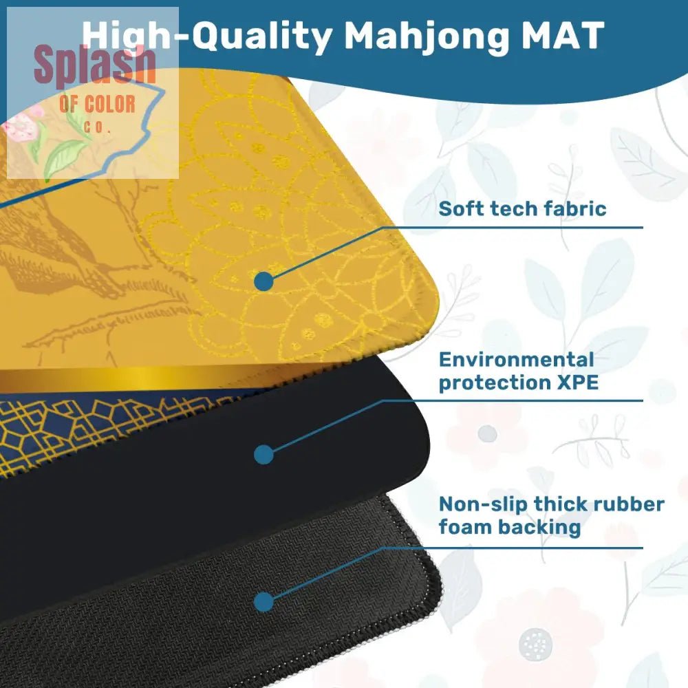 State Of Pennsylvania Elegant Blue, Gold, Mountain Laurel, Ruffed Grouse Bird Mahj Game Mat - Splash of Color co.