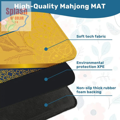 State Of Pennsylvania Elegant Blue, Gold, Mountain Laurel, Ruffed Grouse Bird Mahj Game Mat - Splash of Color co.