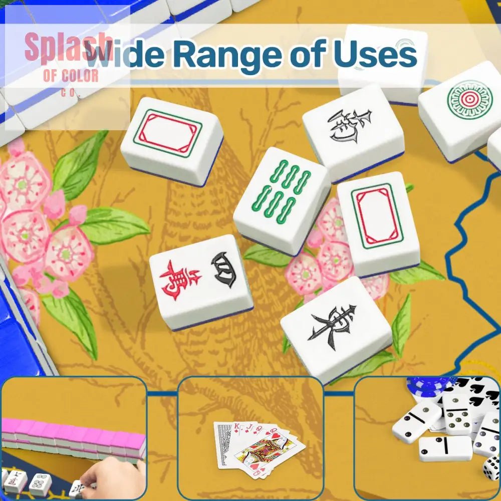 State Of Pennsylvania Elegant Blue, Gold, Mountain Laurel, Ruffed Grouse Bird Mahj Game Mat - Splash of Color co.