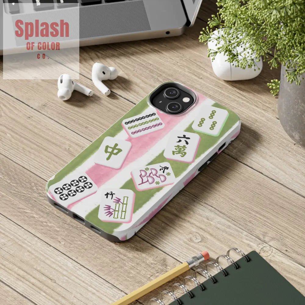 Stylish Mahjong Phone Case, Durable Mobile Cover for Gamers, Unique Gifts for Game Lovers, Fun Accessory for Phone Protection - Splash of Color co.