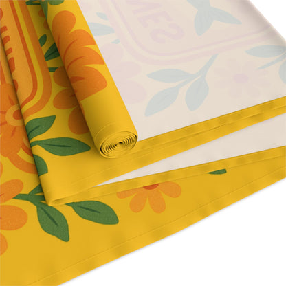 Summer Sardine Table Runner Cheerful Tinned Fish Floral Table Runner | Nautical Bright Summer Decor