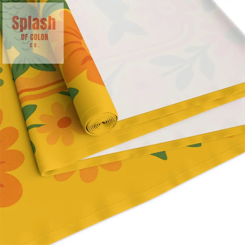 Summer Sardine Table Runner Cheerful Tinned Fish Floral Table Runner | Nautical Bright Summer Decor