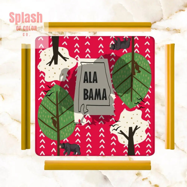 Sweet Home Alabama State Pride Mahjong Mat Crimson Red Scaninavian Style Mahj Mat - Splash of Color co.