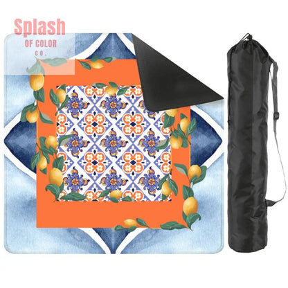 Taste Of Tuscany Citrus Lemon Orange Blue Watercolor Mahjong Mat - Splash of Color co.
