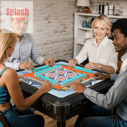 Taste Of Tuscany Citrus Lemon Orange Blue Watercolor Mahjong Mat - Splash of Color co.