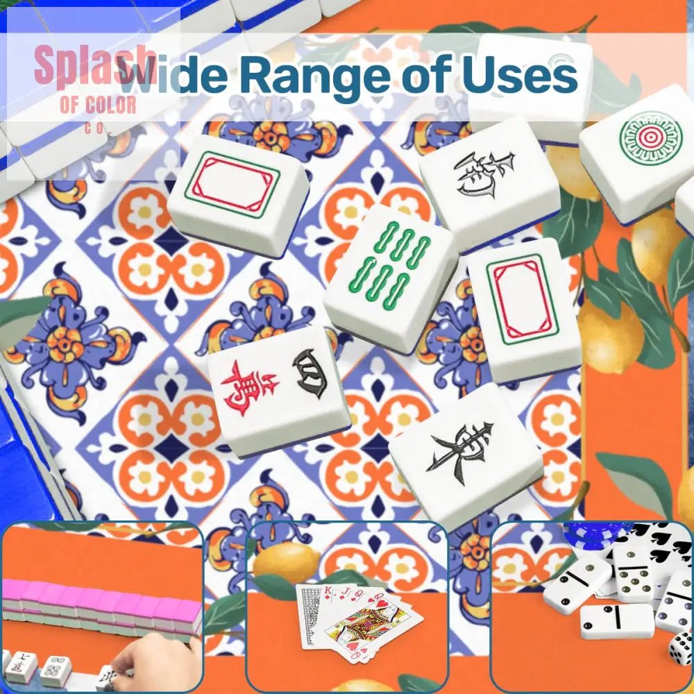 Taste Of Tuscany Citrus Lemon Orange Blue Watercolor Mahjong Mat - Splash of Color co.