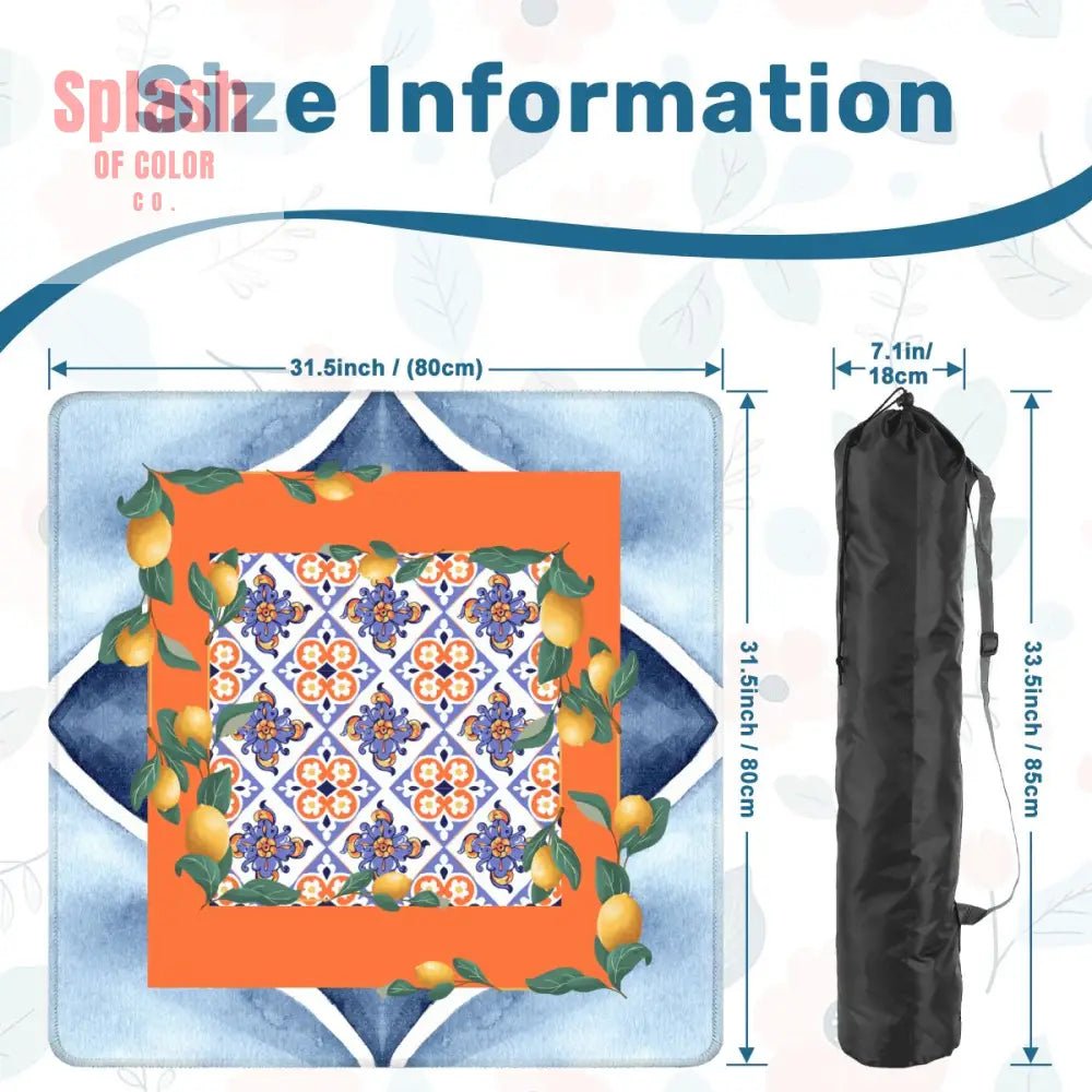 Taste Of Tuscany Citrus Lemon Orange Blue Watercolor Mahjong Mat - Splash of Color co.