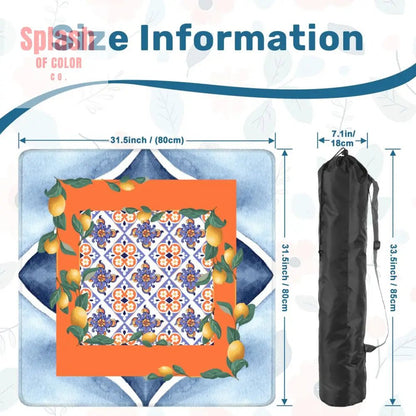 Taste Of Tuscany Citrus Lemon Orange Blue Watercolor Mahjong Mat - Splash of Color co.