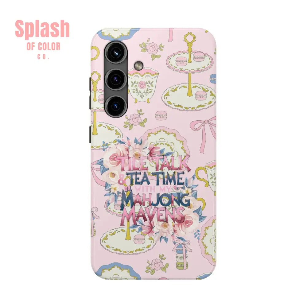 Tea Time Mahjong Phone Case Stylish Tough Phone Case for Gamers Tea Lovers Unique Gift Protection Fun Design Samsung