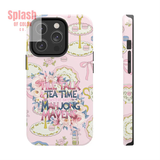 Tea Time Mahjong Phone Case Stylish Tough Phone Case for Gamers Tea Lovers Unique Gift Protection Fun Design iPhone 14