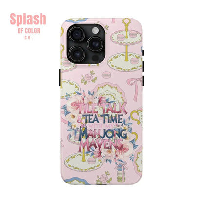 Tea Time Mahjong Phone Case Stylish Tough Phone Case for Gamers Tea Lovers Unique Gift Protection Fun Design iPhone 15