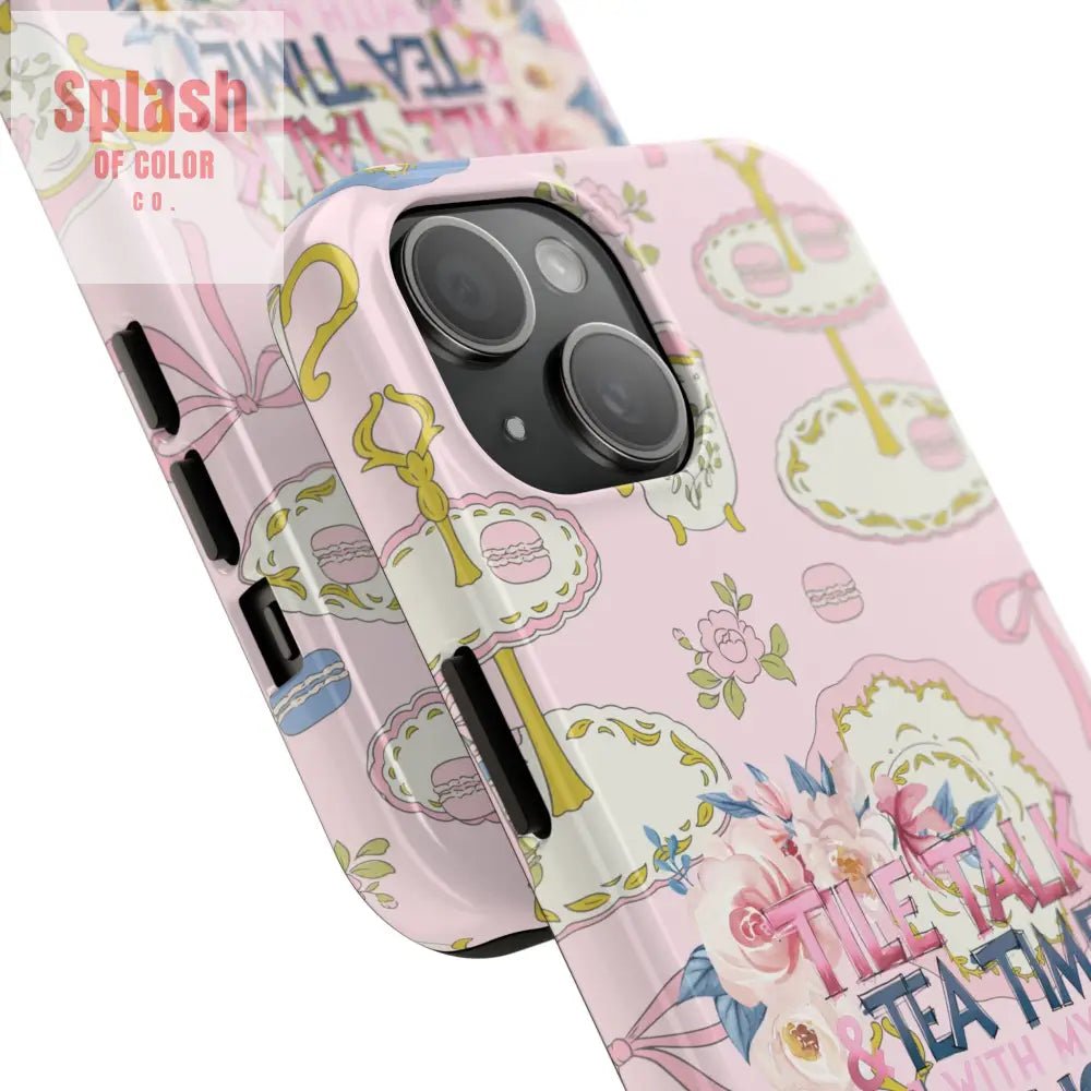 Tea Time Mahjong Phone Case Stylish Tough Phone Case for Gamers Tea Lovers Unique Gift Protection Fun Design Phone Case