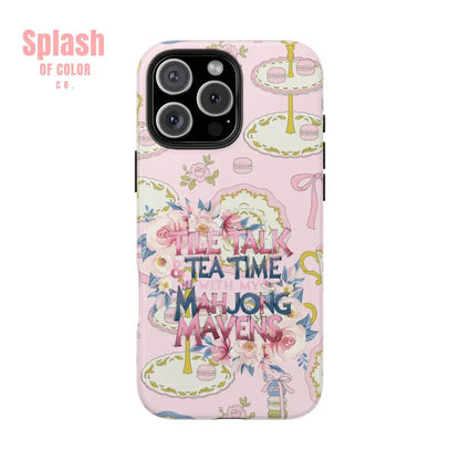 Tea Time Mahjong Phone Case Stylish Tough Phone Case for Gamers Tea Lovers Unique Gift Protection Fun Design iPhone 16