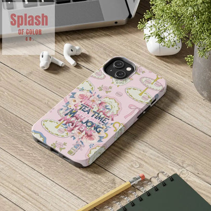Tea Time Mahjong Phone Case Stylish Tough Phone Case for Gamers Tea Lovers Unique Gift Protection Fun Design Phone Case